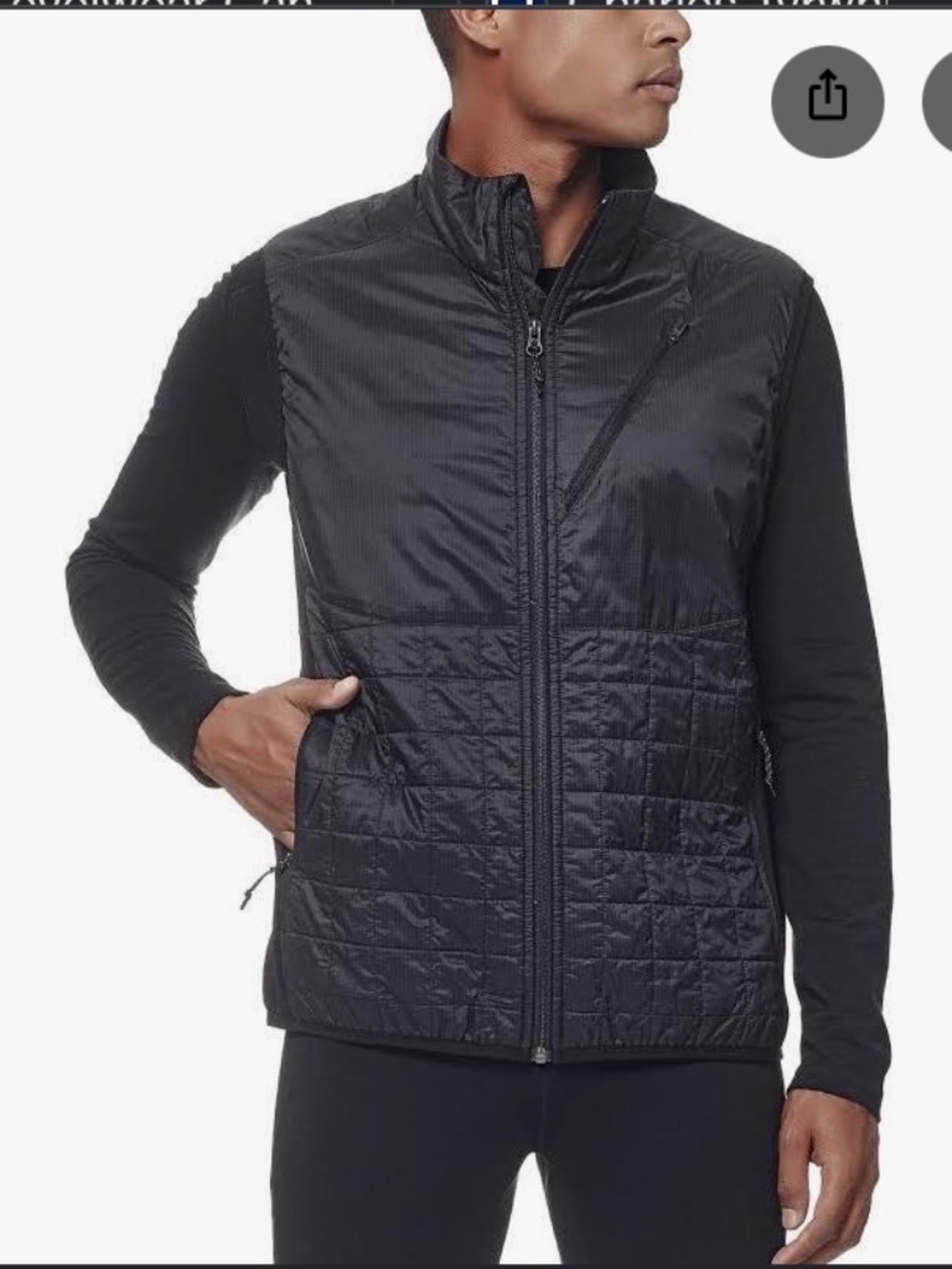 Icebreaker Men's MerinoLOFT Insulated Vest Black Quilted Wool Blend Full Zip S
